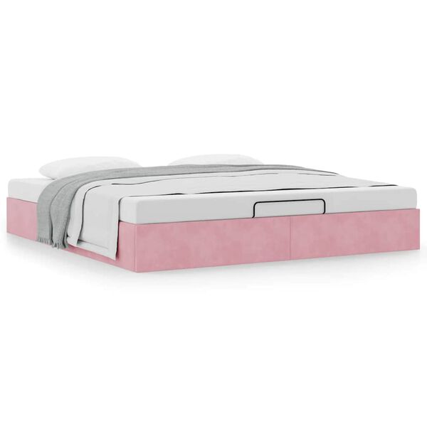 vidaXL Estructura cama otomana sin colchón terciopelo rosa 200x200 cm