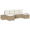 vidaXL Conjunto de sof&aacute; de jard&iacute;n 6 pcs Beige rat&aacute;n sint&eacute;tico