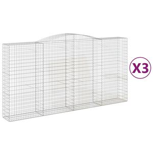 vidaXL Cestas de gaviones 3 uds forma de arco hierro 400x50x200/220 cm