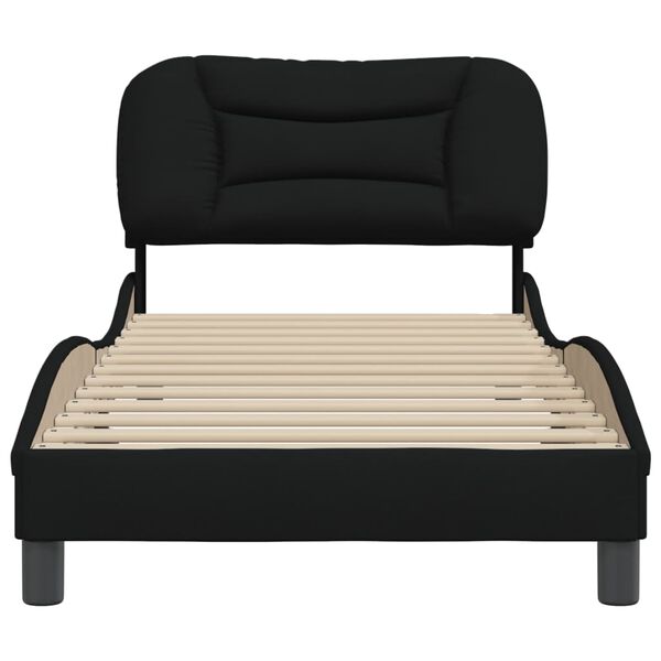 vidaXL Estructura de cama sin colch&oacute;n Hvar tela negro 90x200 cm