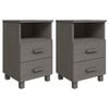 vidaXL Mesitas noche 2 uds HAMAR pino macizo gris claro 40x35x62 cm