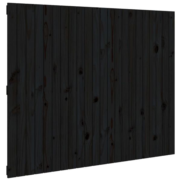 vidaXL Cabecero de cama pared madera maciza pino negro 140x3x110 cm