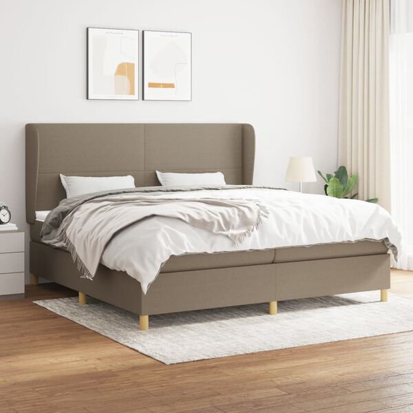 vidaXL Cama box spring con colch&oacute;n tela gris taupe 200x200 cm