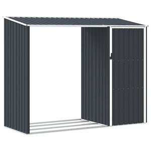 vidaXL Cobertizo jard&iacute;n le&ntilde;a antracita acero galvanizado 245x98x159cm