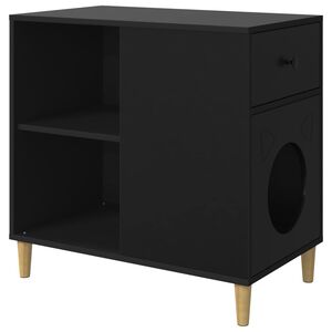 vidaXL Casa para Gatos Negro 72 x 42,5 x 70 cm Madera de ingenier&iacute;a