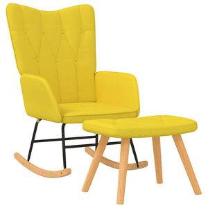vidaXL Silla mecedora con reposapi&eacute;s tela amarillo mostaza