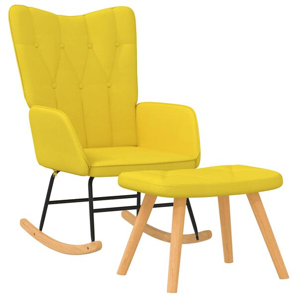 vidaXL Silla mecedora con reposapi&eacute;s tela amarillo mostaza