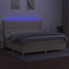vidaXL Cama box spring colch&oacute;n y luces LED tela crema 200x200 cm