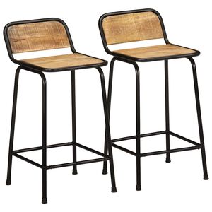 vidaXL Taburetes de barra 2 uds 46x35,5x80 cm madera maciza de mango