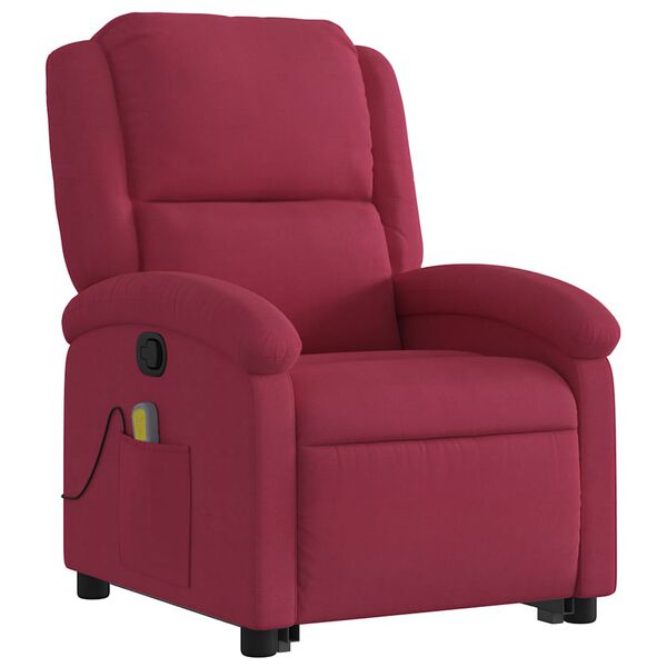 vidaXL Sill&oacute;n reclinable de masaje elevable terciopelo rojo tinto