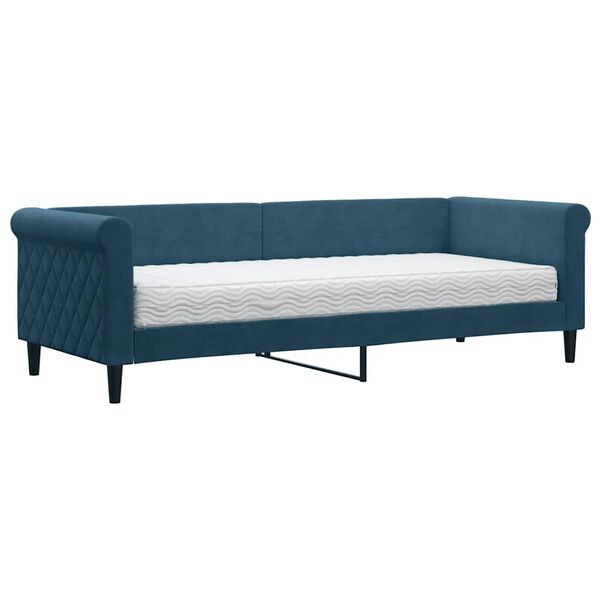 vidaXL Sof&aacute; cama con colch&oacute;n terciopelo azul 80x200 cm
