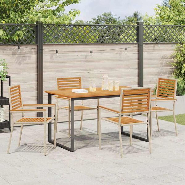 vidaXL Conjunto de Comedor de Jard&iacute;n 5 pcs Beige