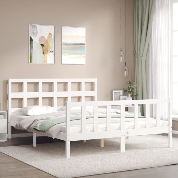 vidaXL Estructura de cama sin colch&oacute;n madera maciza de pino 160x200 cm