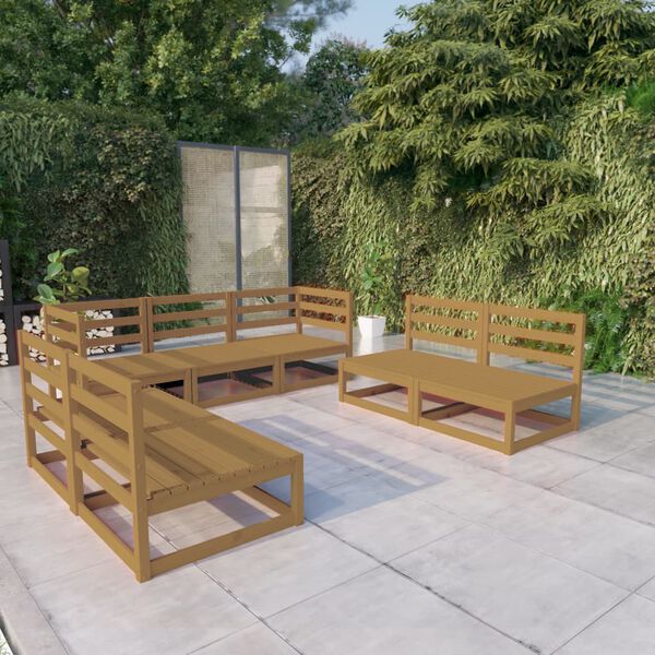 vidaXL Muebles de jardín 7 piezas marrón miel madera maciza de pino