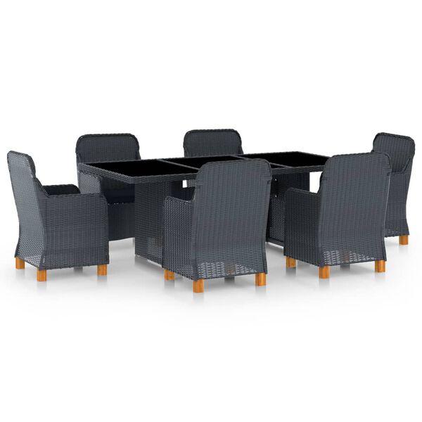 vidaXL Set comedor jardín 9 pzas y cojines ratán sintético gris claro