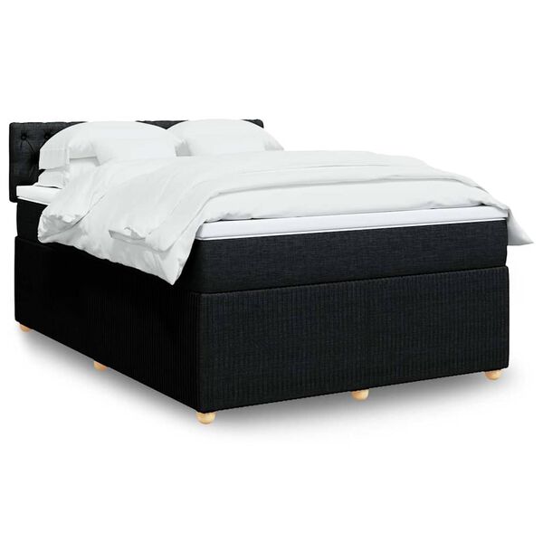 vidaXL Cama box spring con colch&oacute;n tela negro 140x200 cm