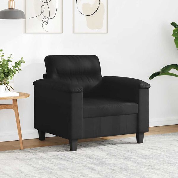 vidaXL Sill&oacute;n de tela de microfibra negro 60 cm