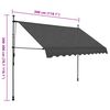 vidaXL Toldo manual retráctil con LED gris antracita 300 cm