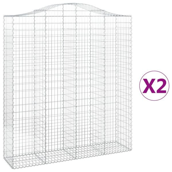 vidaXL Cestas de gaviones 2 uds forma de arco hierro 200x50x220/240 cm