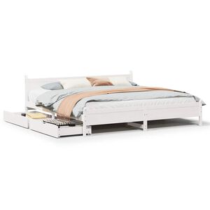 vidaXL Estructura de cama sin colch&oacute;n madera maciza blanca 200x200 cm