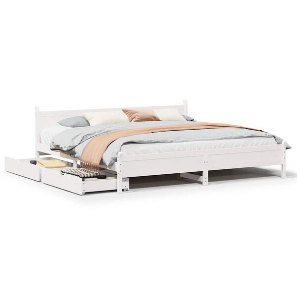 vidaXL Estructura de cama sin colch&oacute;n madera maciza blanca 200x200 cm