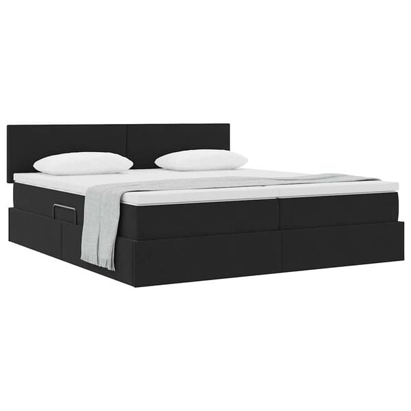 vidaXL Cama con almacenamiento con colch&oacute;n Negro 100 x 200 cm