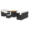 vidaXL Conjunto de sof&aacute; de jard&iacute;n con coj&iacute;n 8 pcs Negro y crema
