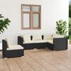vidaXL Set de muebles de jard&iacute;n 5 pzas y cojines rat&aacute;n sint&eacute;tico negro