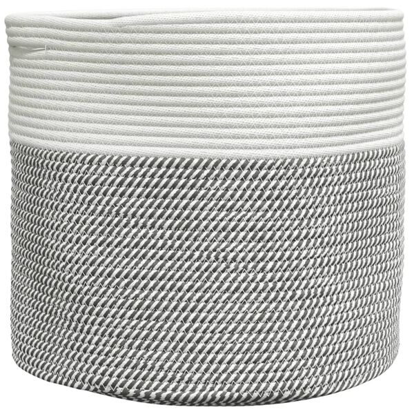 vidaXL Cesta de almacenaje algodón gris y blanco Ø40x35 cm
