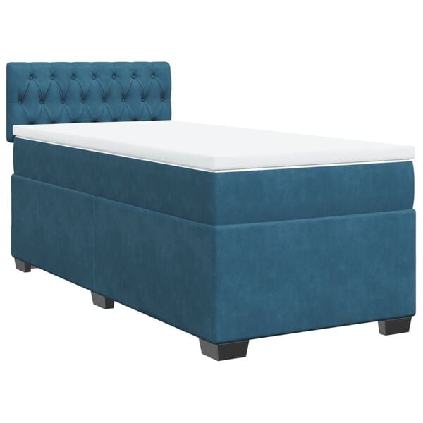 vidaXL Cama box spring con colch&oacute;n terciopelo azul 90x200 cm
