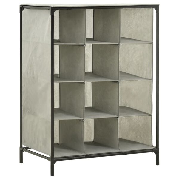 vidaXL Zapatero de tela no tejida y acero gris 55x36x76 cm