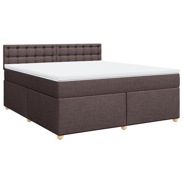 vidaXL Cama box spring con colch&oacute;n tela marr&oacute;n oscuro 180x200 cm