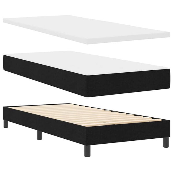 vidaXL Cama tipo Box Spring con colch&oacute;n Negro 90 x 190 cm tela