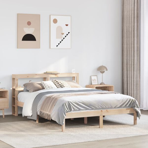 vidaXL Estructura de cama sin colch&oacute;n madera de pino blanco 150x200 cm