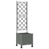vidaXL Jardinera con enrejado y ruedas Gris Claro 40 x 40 x 149 cm PP