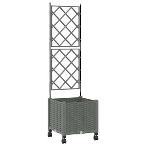 vidaXL Jardinera con enrejado y ruedas Gris Claro 40 x 40 x 149 cm PP