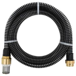 vidaXL Manguera de succi&oacute;n con conectores de lat&oacute;n PVC negro 29 mm 3 m