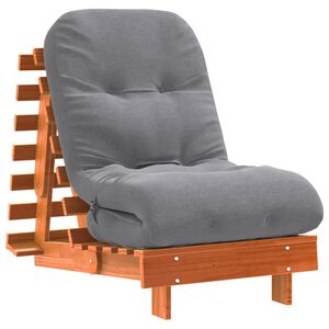 vidaXL Fut&oacute;n sof&aacute; cama con colch&oacute;n madera maciza marr&oacute;n 60x206x11 cm