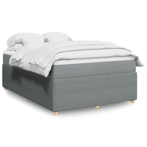 vidaXL Cama box spring con colch&oacute;n tela gris claro 160x200 cm