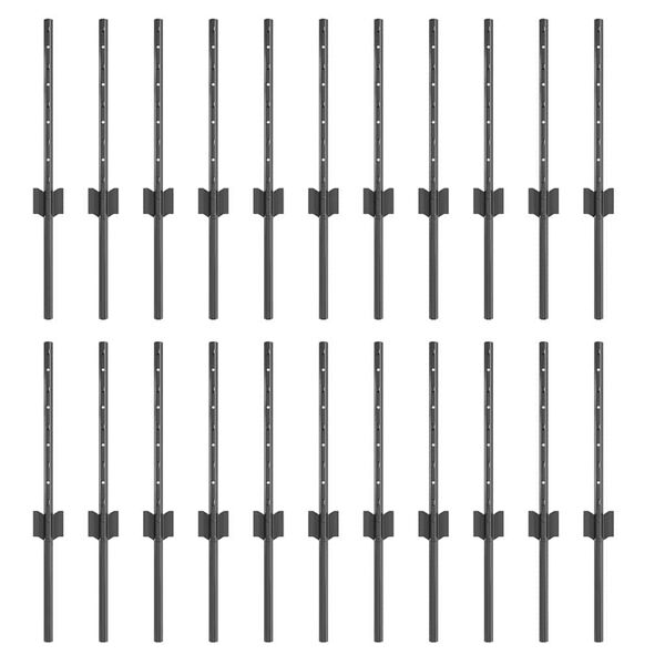 vidaXL Postes de cerca Manual 22 pcs Gris 80 cm Acero