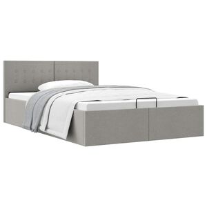 vidaXL Cama hidr&aacute;ulica almacenaje sin colch&oacute;n gris claro 120x200 cm