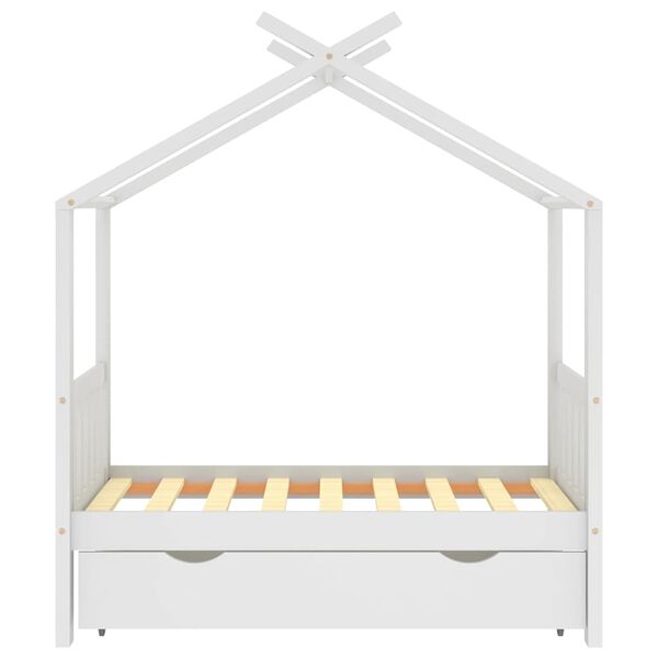 vidaXL Estructura de cama ni&ntilde;os y caj&oacute;n madera maciza blanca 70x140 cm