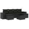 vidaXL Set de comedor de jard&iacute;n 7 pzas y cojines rat&aacute;n sint&eacute;tico negro