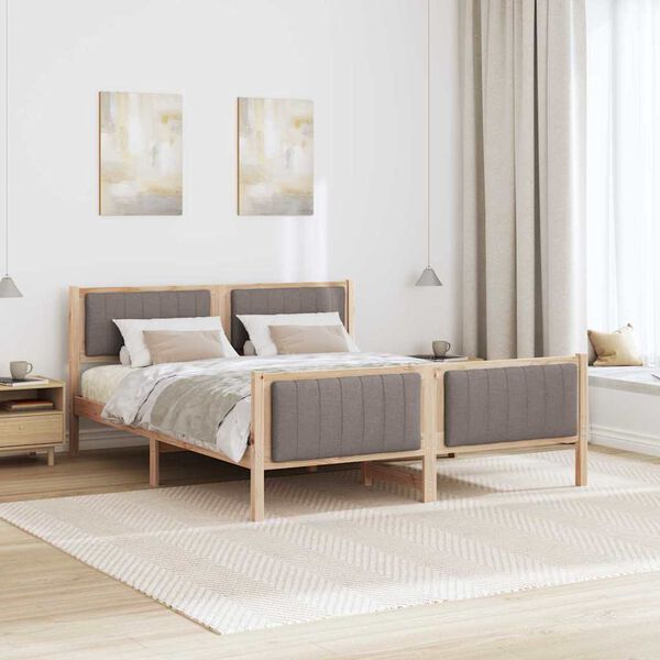 vidaXL Estructura de cama con cabecera Marr&oacute;n y taupe 150 x 200 cm
