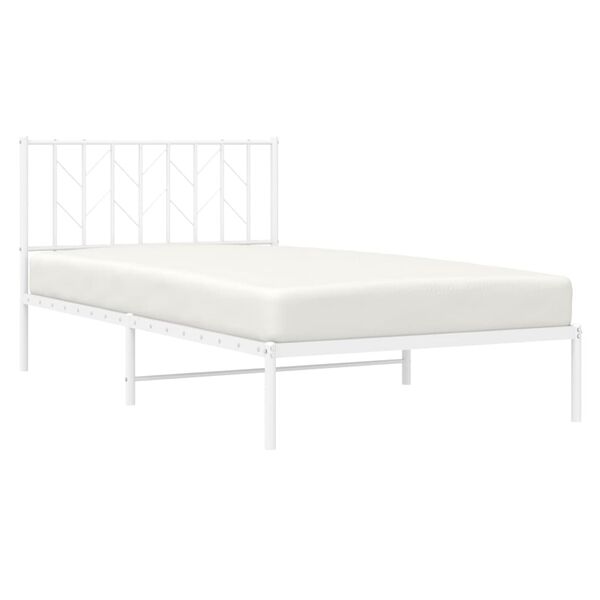 vidaXL Estructura cama sin colch&oacute;n con cabecero metal blanco 107x203cm