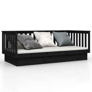 vidaXL Sof&aacute; cama de madera maciza de pino negro 100x200 cm