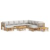 vidaXL Set de muebles de jard&iacute;n 12 piezas bamb&uacute; y cojines gris claro