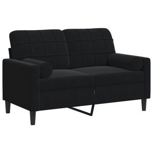 vidaXL Sof&aacute; de 2 plazas con cojines terciopelo negro 120 cm