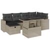 vidaXL Set de sof&aacute;s de jard&iacute;n 7 pzas con cojines rat&aacute;n PE gris claro