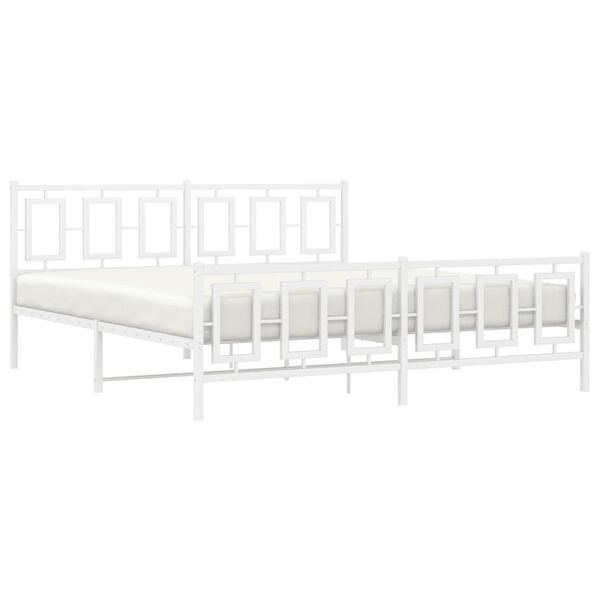 vidaXL Estructura cama sin colch&oacute;n con estribo metal blanco 180x200 cm